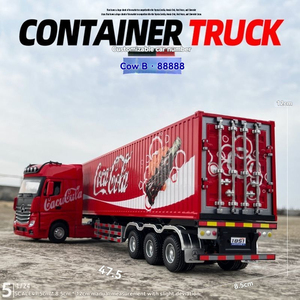 1:24 Diecast mô hình xe mô hình xe tải xe hợp kim âm thanh và ánh sáng pullback Container xe tải máy kéo Trailer xe kim loại đồ chơi - Product Image 6