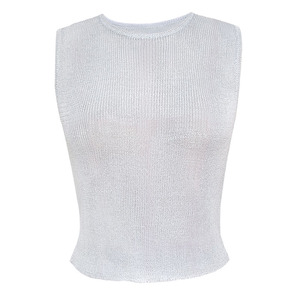 Débardeur court amincissant pour <span class=keywords><strong>femme</strong></span>, style sexy et tendance, couleur unie, idéal pour l'été – Nouvelle collection très prisée - Product Image 4