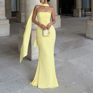 Váy maxi bodycon nữ sang trọng kiểu dáng ôm sát, không dây, mùa hè, dự tiệc cưới, dự tiệc cocktail năm <span class=keywords><strong>2025</strong></span>, kèm khăn choàng - Product Image 1