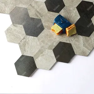 Decoración contra salpicaduras de pared, piedra falsa hexagonal de 4mm de espesor, mármol Spc, vinilo impermeable, autoadhesivo, pegatina de mosaico