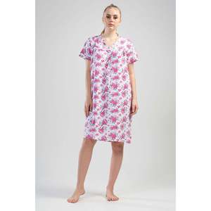 ชุดนอนผู้หญิงลายดอกไม้ แขนสั้น ผ้าทอ ชุดนอนคุณยาย ชุดนอนผู้หญิง - Product Image 4