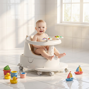 Chaise haute multifonctionnelle en plastique <span class=keywords><strong>pour</strong></span> bébé, tabouret de <span class=keywords><strong>bain</strong></span>, siège à dossier anti-chute, chaise à roulettes <span class=keywords><strong>pour</strong></span> jouets - Product Image 2