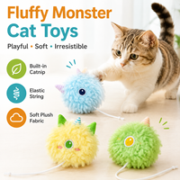 Jouet en peluche chaton monstre mignon et moelleux à la catnip, jouet interactif à mâcher pour l'auto-entretenissement, soulagement du stress et de l'ennui pour chats d'intérieur