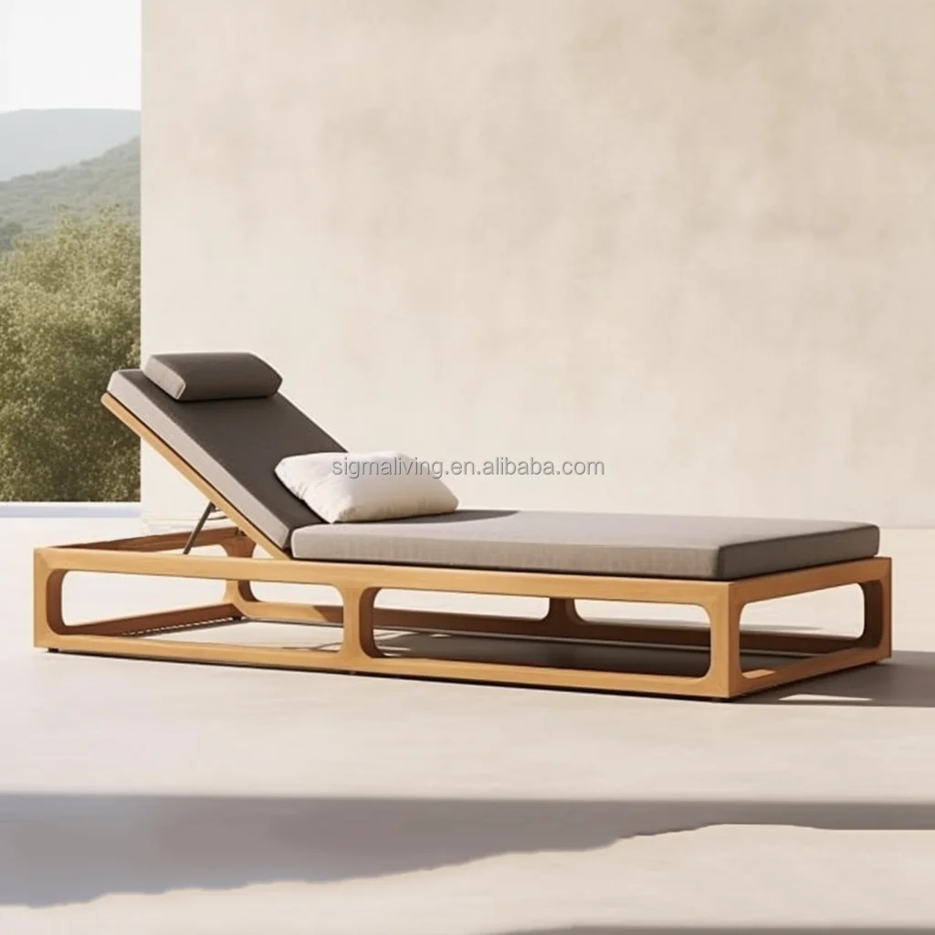 Outdoor Furniture Patio Garden Wood Sun Lounger Teak Outdoor Furniture Patio Chaise Lounge