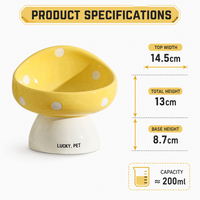Bol ergonomique en céramique antidérapant en forme de champignon pour animaux de compagnie, facile à nettoyer, anti-éclaboussures