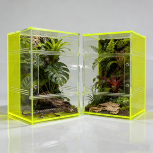 Wholesale Custom Made Fluorescent Yellow Acrylic Reptile Enclosures Magnetic Doors for Home - Product Image 5
