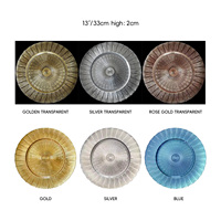 Assiettes de Présentation en Verre Transparent de 13 Pouces, Couleurs Personnalisables, Vente Directe Usine, Idéales pour Mariages et Fêtes