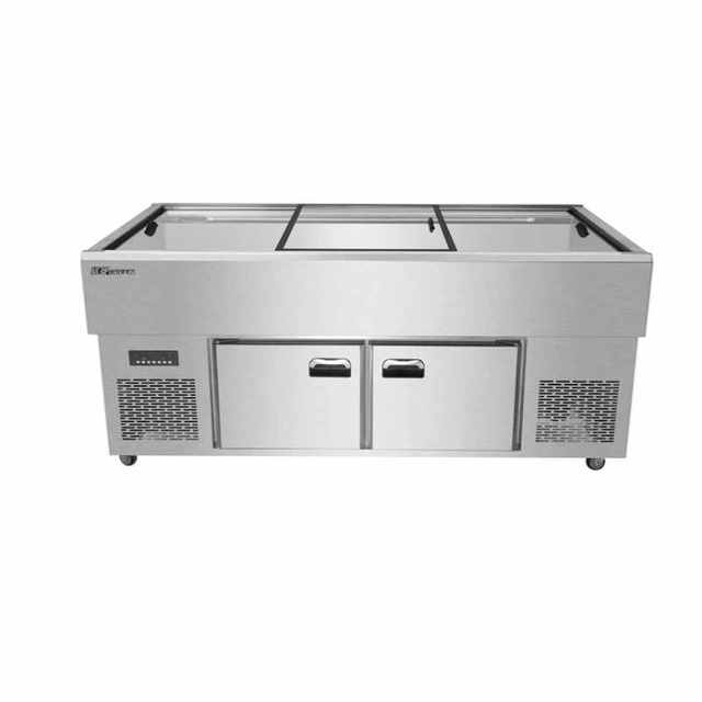 8Commercial Display Refrigerator with Bottom Freezer Counter Display Refrigeration Sliding Glass Doors Fish Display Refrigerator