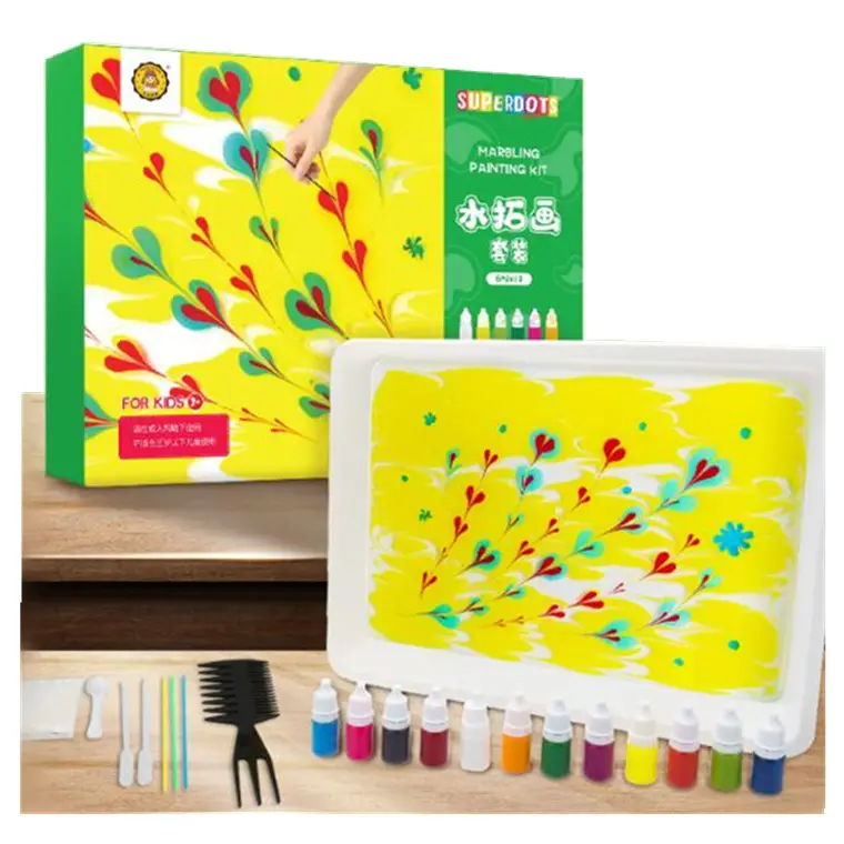 Kids Arts and Crafts Water Art Paint Set, marmorizzazione Paint Art Kit strumenti di apprendimento disegno giocattoli attività pittura fai-da-te apprendimento precoce