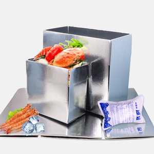 Cajas de embalaje de cartón plegables personalizables Caja de envío aislada de espuma de papel de aluminio para carne de pescado y alimentos congelados - Product Image 1
