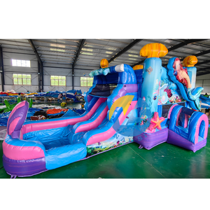 Combo Toboggan Aquatique et Château Gonflable Thème Sirène pour Anniversaire, Toboggan Aquatique Extérieur Gonflable pour Fille, Château Gonflable à Vendre - Product Image 2