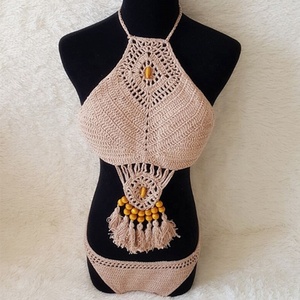 Traje de Baño de Ganchillo para Mujer <span class=keywords><strong>STYX</strong></span>-YX088, Bikini Personalizado, Sexy, Sólido, de Dos Piezas, Ropa de Playa - Product Image 4