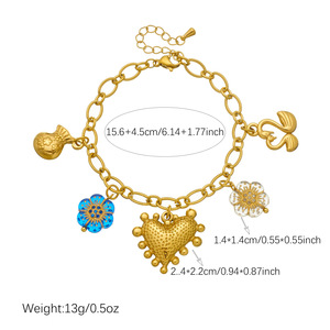 Fashionable Gold Plated Heart Charm Bracelet Zinc Alloy Multi Element Pendant Flower Money Bag Swan Women's Jewelry Gift - Product Image 4
