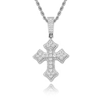 BESDZ0571 Collier pendentif croix gothique style hip-hop serti de pierres, nouveau design, breloques croix avec chaîne en corde
