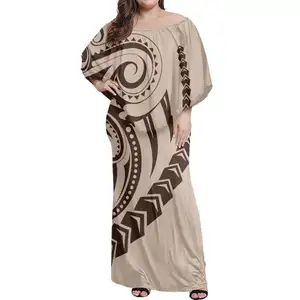 Plus Size Pleated A-line Lady Casual Dress Polynesian Tapa Tribal Club Dresses Australian niche designer Dress