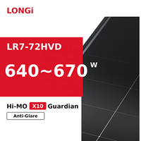 Panel Surya Longi Anti-Glare Dual Glass LR7 72HVD 640W 650W 660W 670W Tipe-N Bifacial PV Modul Harga Murah Pasokan Produsen