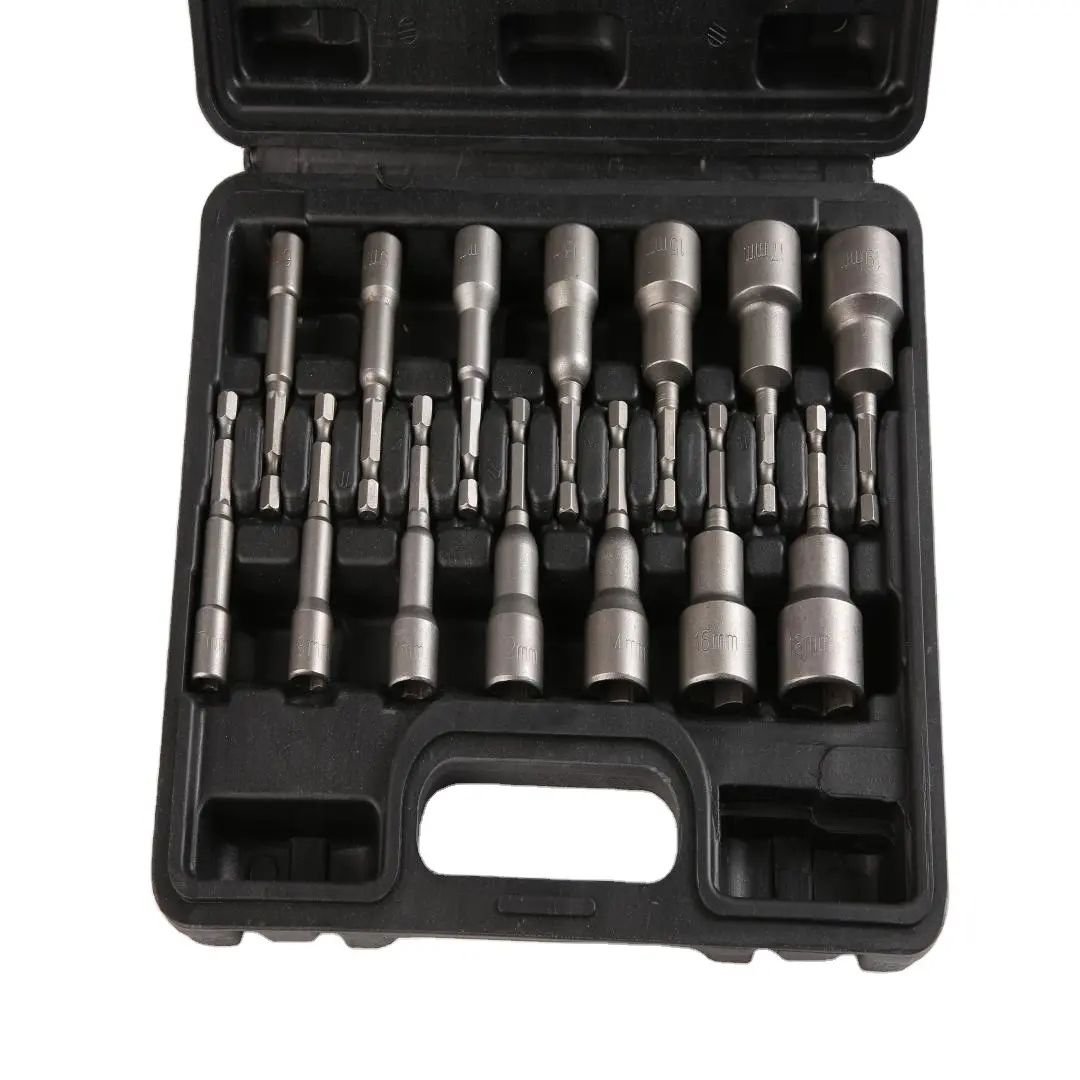 Hızlı bırakma gücü 14 adet 2.5 "manyetik metrik hızlı değişim hex shank somun anahtarı set darbeli lokma seti