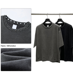 Camisetas Cortas de Alta Calidad para Hombre, Corte Cuadrado, Logotipo Personalizado, 100% Algodón Grueso, Lavado Vintage, Estilo Desgastado, Fabricante para Hombre - Product Image 3