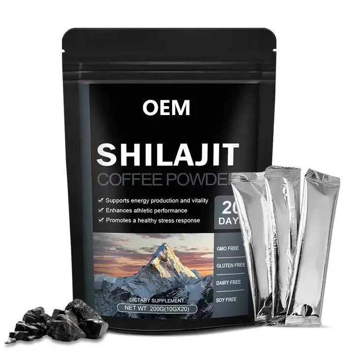 2024 Venda quente 200g Café Shilajit em Pó Himalaia Pure Café Shilajit Mistura em Pó