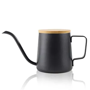 Manual coffee kettle with high-end elegant mouth made of stainless steel and wooden have large capacity