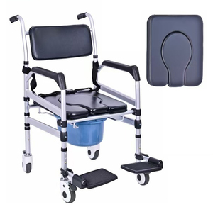 軽量折りたたみ車椅子モダンローリングシャワーチェアホイールベッドサイドコンモードチェア高齢者障害者用 - Product Image 1