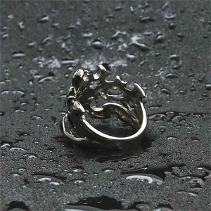 European American Style Titanium Steel Hollow <b>Crown</b> Ring Retro Punk Men's Fashion Jewelry <b>Silver</b> 26004 - Product Image 2