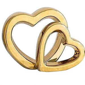Luxury Aluminium Gold Plated <b>Heart</b> <b>Shape</b> Ring Sculpture Minimalist Decor Valentine's Day Gift luxury decor - Product Image 1