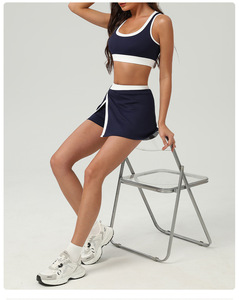 Grande taille respirant couleur contrastée Tennis Active Wear décolleté en <span class=keywords><strong>U</strong></span> taille élastique coupe ajustée hauts de sport Yoga soutien-gorge pour les femmes - Product Image 2