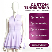 Robe de tennis sans manches pour femme avec demi-zip, ourlet en maille anti-exposition, jupe-short intégrée et poches intégrées, idéale pour le golf et le sport
