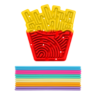 Tablero Sensorial de Silicona de Doble Cara con Diseño de Papas Fritas, Juguete Educativo Giratorio para Aliviar el Estrés para Niños de 5 a 7 Años
