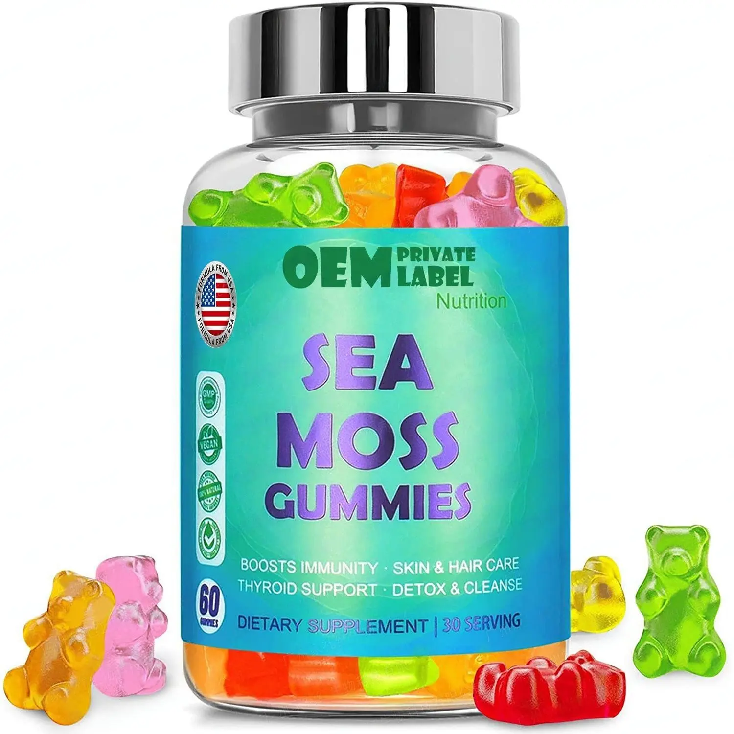 Private Label Seemoos Gummies erhöhen das Immunsystem Gesundheits ergänzung Darm funktion Unterstützung Gewichts verlust Seemoos Gummis