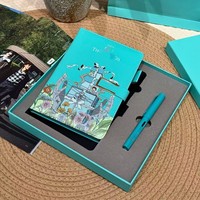 Coffret Cadeau 2 Pièces : Carnet en Cuir PU et Stylo Roller avec Illustration Graffiti Turquoise – Souvenir Publicitaire en Gros