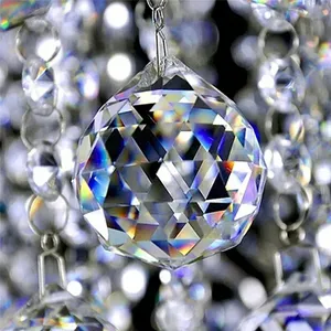 Honor Of Crystal 40mm Hanging Clear Light Ball Pendant For Lighting Curtain Home Decor