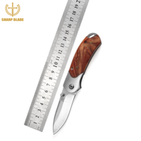 Couteau pliant tactique de survie en plein air EDC avec lame en acier 3CR13 et manche en bois Yeehand OEM