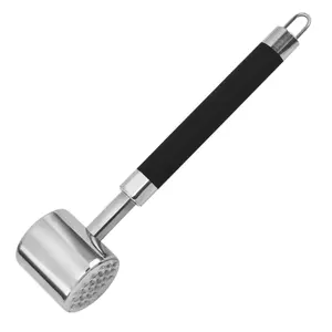 10.7 inch Double-sided Meat Hammer Steak Pounder Meat Mallet Pounding 430 Stainless Steel Meat Tenderizer with Hook