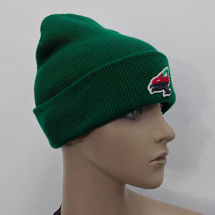 Unisex Custom High Quality Plain Slouchy Cuff Design Logo Knitted Fisherman Beanie Acrylic Skull Cap Winter Hat