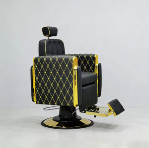 Sillón de Barbería Moderno Dorado, Reclinable, Giratorio y Elevable, con Base Hidráulica Profesional y Tapicería de Cuero PU - Product Image 6