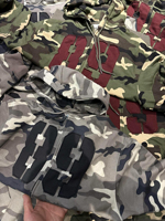 Sweat à capuche personnalisé Yingling 500 g/m² camouflage, logo brodé et imprimé, effet délavé soleil, fermeture éclair, coupe lourde, pull personnalisé
