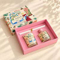 AIKUN Ensemble diffuseur à bâtonnets et bougie parfumée, design personnalisé, motif jardin, couleurs assorties, pour décoration et cadeau, pour chambre