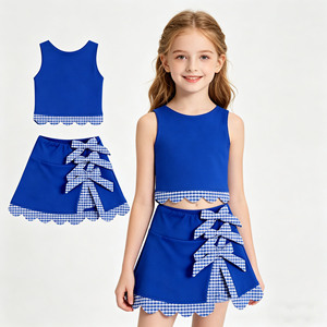 Ropa Deportiva Personalizada, Camiseta Informal Colorida para Niñas, Chaleco con Borde Festoneado, Falda, Pantalones Cortos, Conjuntos para Hermanas - Product Image 3