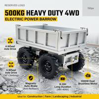 Chariot de jardin électrique 4x4 sans balais en acier, capacité 1100 lb, avec batterie 48V, benne motorisée pour aménagement paysager