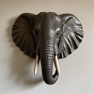 Decorazione Murale <span class=keywords><strong>in</strong></span> Taxidermia Personalizzata <span class=keywords><strong>all</strong></span>'Ingrosso, Scultura Artistica per Arredamento Casa, Imitazione <span class=keywords><strong>Testa</strong></span> di <span class=keywords><strong>Elefante</strong></span> <span class=keywords><strong>in</strong></span> Resina - Product Image 1