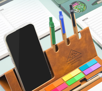 Ensemble de blocs-notes rigides personnalisés en cuir/PU avec coutures, stylo, notes adhésives publicitaires colorées, onglets d'indexation colorés pour réunions d'entreprise