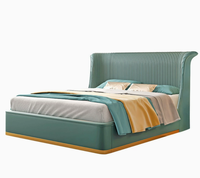 Lit en cuir moderne, design luxueux, ensemble de meubles de chambre à coucher, lit king size, cadre de lit incurvé pour hôtel, chambre à coucher