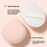 JLY Rubycell – Ensemble de houppettes ultra-douces en forme de goutte d'eau, aspect coton, double usage (humide/sec), ne retient pas la poudre, outil de beauté