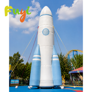 Fusée gonflable géante blanche et bleue de conception tendance avec propulseurs latéraux pour les attractions spatiales des parcs à thème - Product Image 1