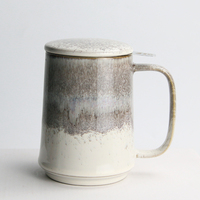 Ensemble de tasses à thé en céramique personnalisées avec infuseur et couvercle, finition émaillée réactive, OEM ODM, vente en gros, tasses à thé en vrac, fournisseur direct d'usine