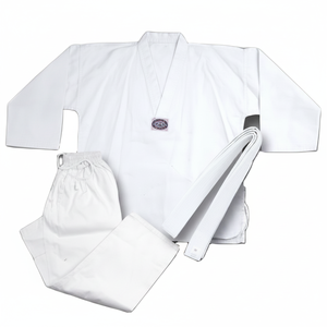 Uniforme de Taekwondo Unisex de Polialgodón con Cuello en V, Color Blanco, para Estudiantes, Tallas para Bebés y Niños Pequeños, Ropa de Artes Marciales, Marca OEM, Origen PK - Product Image 2