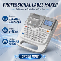 Mesin Printer Stiker Terbaik Portabel Desktop Thermal Transfer 12mm Label Barcode Printer Stiker Genggam Baterai atau Bluetooth