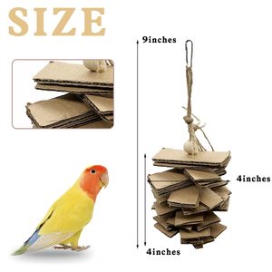 Confezione da 2 Giocattoli da Masticare per Pappagalli Piccoli, Giocattoli Naturali in Cartone da Appendere per Uccelli, per Pappagallini, Cacatua, Parrocchetti, Agaporni, Canarini - Product Image 3
